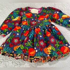 Kar-a-van little girl’s blue flowers and fruit dress. Size 4.